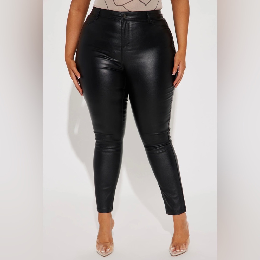 Plus Black Leather Pants